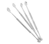 STOBAZA Ensemble 4 Pcs Outil à Cuticules en Acier Inoxydable Double Embout, Repousse-cuticules Métal pour Ongles Mains et Pieds, Dissolvant Cuticules et Peaux Mortes, Usage Professionnel
