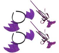 STOBAZA Ensemble De 2 Bandeau Léger et Confortable de Cosplay de Fête Halloween avec Ailes de Chauve-souris en Tulle Pourpre pour Femmes Réunions Familiales Festives