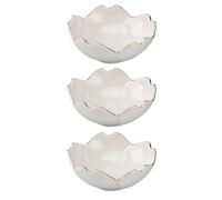 STOBAZA Ensemble de 3 Assiettes à Condiments en Céramique Blanche Forme Fleur de Cerisier, Plats à Sauce pour Sel, Vinaigre et Épices, Vaisselle la Cuisine Élégante pour Apéritif