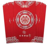 STOBAZA Enveloppes Rouges de Mariage Chinoises 12 Pièces, Format Standard, Papier Robuste, Lot D'enveloppes D'argenté Traditionnelles pour Présents et Invités, Décoration Festive