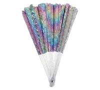 STOBAZA Éventail Pliable Rave Holographique PVC Portable Accessoire Danse Kungfu Ventilateur Léger pour Festivals EDM Concerts Soirées Club et Fêtes