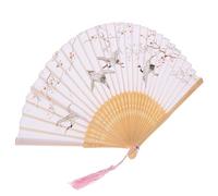 STOBAZA Éventail Pliant en Bambou Blanc Crane, Style Chinois Rétro, Compact et Portable pour Mariage, Ventilateur à Main Élégant, Souvenir Décoratif Pratique, Accessoire D'été