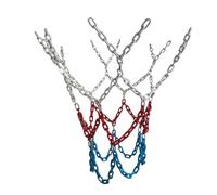 STOBAZA Filet de Basket-Ball à Chaînes Trois Couleurs 12 Crochets, Résistant et Sonore, Accessoire pour Panier Extérieur et Intérieur, Filet de Ballon Solide pour Entraînement Sportif