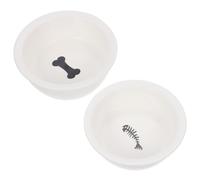 STOBAZA Gamelle en Céramique Blanche pour Chat et Petit Chien, Bol Double pour Nourriture et Eau, 2 Pièces, pour Décor de Cage D’Animaux