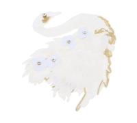 STOBAZA Grand Patch Brodé Appliqué en Tissu Blanc Grosse Taille Motif Cygne et Fleurs Perlées Patchs de Broderie pour Couture Décoration Vêtements Paquet et Artisanat