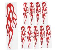 STOBAZA Lot de 10 Autocollants Flamme 3D PVC Rouge pour Moto Décoratifs, Faciles à Coller, Autocollants Personnalisés pour Vitres Et Carrosserie, Usage Extérieur, Passionnés De Motos