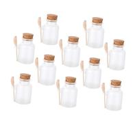 STOBAZA Lot de 10 Pots de Sel de Bain avec Cuillère en Bouteilles Transparentes Récipient Imperméable Pot de Rangement Portable pour Cosmétiques et Sels de Bain Petit Format