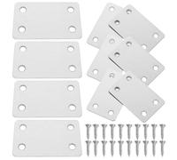 STOBAZA Lot de 10 Supports Métalliques Plats 40X60 MM en Acier Inoxydable avec 40 Vis Équerres Plates pour Réparation de Meubles Assemblage Bois Étagères et Armoires Fixation Solide