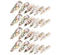 STOBAZA Lot de 2 Boîtes de Faux Ongles Adhésifs de Pâques à Couverture Complète, Ongles Courts Carrés en Plastique Décorés Motif Lapin, Manucure Festive pour Femmes et Filles, Nail Art