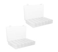 STOBAZA Lot de 2 Boîtes de Rangement en Plastique Transparent à 36 Compartiments Boîte à Accessoires pour Faux Ongles Plateau de Présentation Classifié pour Organisation Pratique