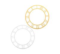 STOBAZA Lot de 2 Cadrans D’Horloge Murale en Acrylique Miroir Rond 30 CM Chiffres Romains Autocollants Couleurs Argenté Miroir et Or Foncé Stickers Muraux Décoratifs pour Salon et