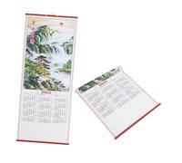 STOBAZA Lot de 2 Calendriers Muraux Chinois Suspendus 2025 Année du Serpent, Format Parchemin Imitation Rotin, Calendrier Lunaire et Grégorien avec Fêtes du Printemps, Décoration Bureau