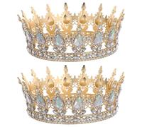 STOBAZA Lot de 2 Couronnes de Mariée Dorées en Strass Goutte D’Eau Diadèmes Ronds Légers pour Accessoires de Coiffure Mariage Bal et Enterrement de Vie de Jeune Fille