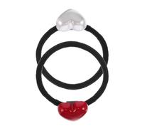 STOBAZA Lot de 2 Élastiques à Cheveux en Caoutchouc Haute Élasticité Forme Cœur Rouge et Blanc Accessoires Doux sans Dommage pour Queue de Cheval Usage Quotidien Sport et Fêtes