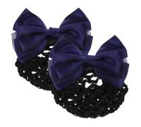STOBAZA Lot de 2 Filets à Chignon en Tissu Bleu Nœud pour Maintenir le Chignon, Accessoires pour Cheveux Femme, Adapté aux Représentations Scéniques et Mariages