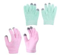 STOBAZA Lot de 2 Paires de Moufles Hydratants Exfoliants en Gel pour Spa Compatibles Écran Tactile Tailles Uniques Couleurs Rose et Vert Soins des Mains pour Peau Sèche et Craquelée