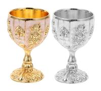 STOBAZA Lot de 2 Verres à Cocktail Vintage en Inox Argenté et Doré, Mini Gobelets à Vin Résistants, 100 Ml, Design Rétro Décoratif pour Maison, Bureau et Fêtes, Tasses