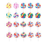 STOBAZA Lot de 20 Breloques Sucettes en Pâte Polymère Mini Pendentifs DIY pour Fabrication de Bijoux Décorations Porte-Clés Légères et Colorées Accessoires Créatifs pour Bracelets