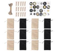 STOBAZA Lot de 24 Set de Paquet en Lin pour Compte à Rebours de Noël 3 Couleurs Autocollants et Cordons en Jute Pochettes Décoratives pour Emballage de Présents Bonbons et Petits