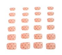 STOBAZA Lot de 24 sets de Faux Ongles Courts Carrés à Coller à Pois Faits Main 4 Sets Manucure Française Résistants à L'Usure pour Usage Quotidien et Nail Art Élégant