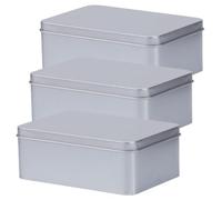 STOBAZA Lot de 3 Boîtes Rectangulaires en Fer-Blanc avec Couvercle Étanche Grosse Boîte Multifonctionnelle pour Bonbons Thé et Biscuits Récipient de Rangement Hermétique pour Usage