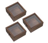 STOBAZA Lot de 3 Boîtes Vitrines Carrées 10 X 10 X 45 CM en Bois Naturel Couvercle Transparent Vitrine pour Insectes et Lépidoptères Boîte de Collection et Rangement pour Spécimens