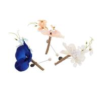 STOBAZA Lot de 3 Broches de Revers Orchidées en Soie Artificielle, Couleurs Blanc, Bleu Roi et Beige Doré, Épingles de Ornement Légères pour Marié et Garçons D'honneur,