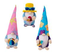 STOBAZA Lot de 3 Poupées Gnomes d'Été Décoratives Surf Ballon de Plage et Glace Décoration Intérieure et Extérieure Thème Océan Figurines Légères pour Maison et Jardin Ambiance