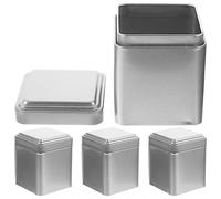 STOBAZA Lot De 4 Bocaux Hermétiques Pour Thé Sucre Café Thé Snacks Mini Bocaux Lisses Faciles À Nettoyer Argentés Petite Taille