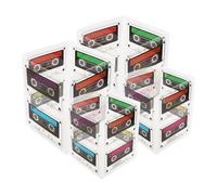 STOBAZA Lot de 4 Boîtes à Bonbons Forme Cassette Audio Années 80, Plastique Léger, Couleurs Vives, Taille Grosse et Petite, Décoration Fête Rétro, Centre de Table pour Événements