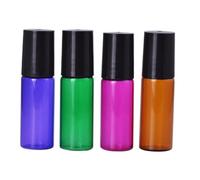 STOBAZA Lot de 4 Flacons Roll-On en Verre 5 Ml, Rechargeables et Étanches, pour Parfum ou Liquide, Format Voyage et Extérieur