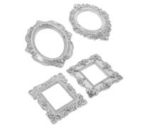 STOBAZA Lot de 4 Mini Cadres Photo Vintage en Résine Argentée Cadres Miniatures Européens 10 11 22 23 pour Décoration Maison de Poupée Photobooth et Événements Rétro