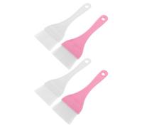 STOBAZA Lot de 4 Pinceaux de Maquillage Grands Corps, Applicateurs Doux pour Masque Visage et Argile, Poils Fins pour Peaux Sensibles, Pinceaux Blancs et Roses, Soins Visage et Voyage