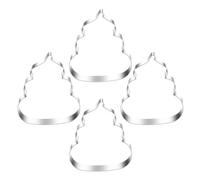 STOBAZA Lot de 4 Set de Set de Emporte-pièces Fantaisie Forme Caca en Acier Inoxydable Argenté, Facile à Utiliser, pour Pâtisserie et Chocolat, pour Garçon et Filles et Occasions