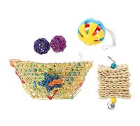 STOBAZA Lot de 5 Set de Set de Jouets à Mâcher pour Poulet en Plastique et Bambou Tressé Boule de Friandises, Divertissement et Santé pour Oiseaux de Compagnie, Présent Couleur Aléatoire