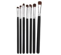 STOBAZA Lot de 7 Pinceaux Yeux Manche Noir et Virole Argentée Poils Naturels de Martre Ensemble Portable pour Fard à Paupières et Eyeliner Maquillage Précis Quotidien