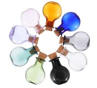 STOBAZA Lot de 9 Mini Bouteilles Décoratives en Verre Plat avec Bouchon en Liège, Petits Bocaux Colorés pour Décoration Mariage, Loisirs Créatifs et Rangement