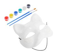 STOBAZA Masque Chat DIY à Peindre Masque Renard Vide pour Cosplay et Fête Halloween Kit Créatif avec Couleurs et Pinceaux pour Carnaval et Anniversaire