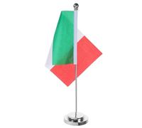 STOBAZA Mini Drapeau Italien de Table en Polyester avec Support Argenté, Décorations pour Bureau et Fête Thème de L'italie, Taille Compacte pour Maison, Hôtel ou Restaurant, Drapeau