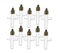 STOBAZA Mini Flacons en Verre de Croix 6 Mm Bouchon à Vis Couleur Cuivre Antique, Lot de 10 Set de Pièces, Bouteilles à Souhaits Décoratives Transparentes, pour Mariage et Décoration