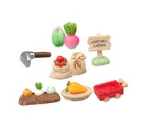 STOBAZA Miniature Farm Figurines Set with Realistic Vegetables and Hand Trolley Resin Ornaments for Home and Office Decor Creative Gardening Accessories Collection