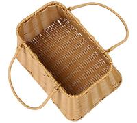 STOBAZA Panier à Main Tressé en Rotin Synthétique Panier d'Épicerie Multifonction Résistant à L'Usure pour Fruits et Pique-Niques Taille Moyenne Couleur Naturelle Maison et Jardin