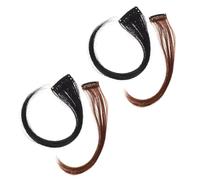 STOBAZA Patchs de Perruques à Frange Naturelle 4 Pièces Extensions de Cheveux Bouclés 25 CM Noir Naturel et Châtain Clair Volume Augmenté Compatible avec Plusieurs Types de Visage