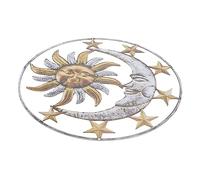 STOBAZA Pendentif Mural en Fer Soleil et Lune Décoratif Jaune, Ornement Suspendu Résistant sans Déformation ni Décoloration, pour Salon et Balcon