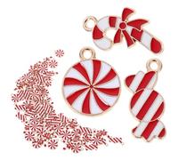 STOBAZA Pendentifs Breloques de Noël en Alliage Rouge et Blanc 90 Pièces Mini Charms DIY pour Création Bijoux Collier Bracelet Décorations Festives Légères et Solide pour Loisirs