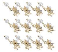 STOBAZA Perles pour Nail Art DIY Lot de 12 Perles Décoratives en Métal Doré Pendentifs Décorations D’ongles Tendances pour Usage Professionnel et Personnel