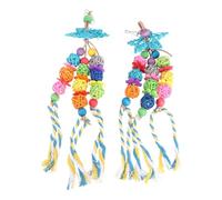 STOBAZA Perroquet 2pcs en Bois et Rotin Balle en Rotin pour Mâcher et S'aventurer, pour Perroquets et Calopsittes en Cage