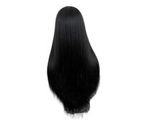 STOBAZA Perruque Longue Noire Droite Synthétique pour Femmes Wig Mi-partie Naturelle Résistante Chaleur Style Élégant pour Fête et Cosplay