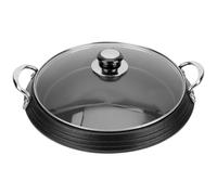 STOBAZA Plaque de Cuisson en Alliage D'aluminium Noir Style Coréen, Marmite Multifonction Antidérapante Facile à Nettoyer pour Cuisson au Gaz Grill