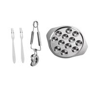 STOBAZA Plaque Escargots Inoxydable avec Pinces Fourchettes pour Cuisson et Service Escargots Fruits de Mer Apéritifs